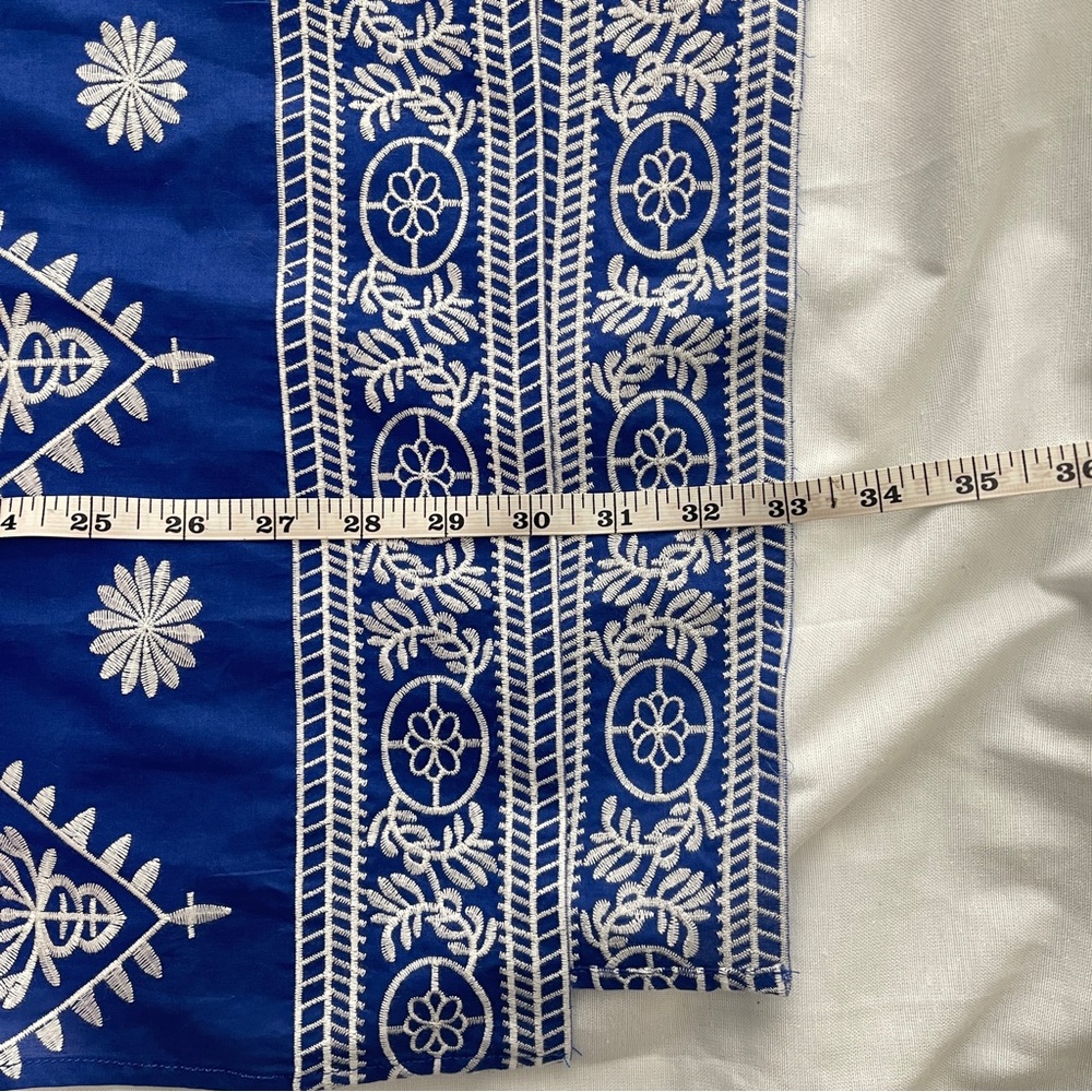 Zara Floral Embroidered Tunic V-Neck Bohemian Blue White Womens size M - Picture 9 of 10